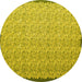 Round Abstract Yellow Contemporary Rug, con1059yw