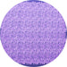 Round Machine Washable Abstract Purple Contemporary Area Rugs, wshcon1059pur