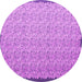 Round Machine Washable Abstract Pink Contemporary Rug, wshcon1059pnk