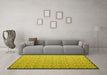 Machine Washable Abstract Yellow Contemporary Rug in a Living Room, wshcon1059yw