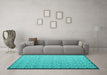 Machine Washable Abstract Turquoise Contemporary Area Rugs in a Living Room,, wshcon1059turq