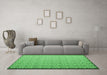 Machine Washable Abstract Emerald Green Contemporary Area Rugs in a Living Room,, wshcon1059emgrn