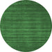 Round Machine Washable Abstract Emerald Green Contemporary Area Rugs, wshcon105emgrn
