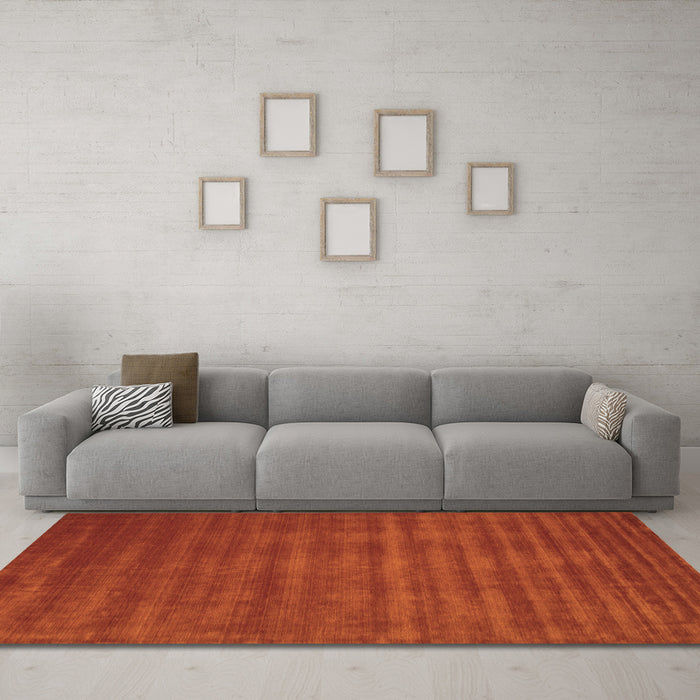 Machine Washable Abstract Orange Contemporary Area Rugs in a Living Room, wshcon105org