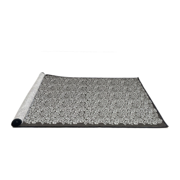 Serging Thickness of Machine Washable Contemporary Silver Gray Rug, wshcon1060