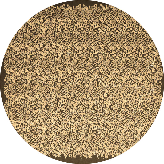 Round Machine Washable Abstract Brown Contemporary Rug, wshcon1060brn