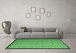 Machine Washable Abstract Emerald Green Contemporary Area Rugs in a Living Room,, wshcon1060emgrn