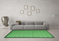Machine Washable Abstract Emerald Green Contemporary Rug, wshcon1060emgrn
