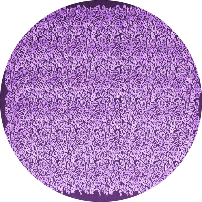 Round Abstract Purple Contemporary Rug, con1060pur