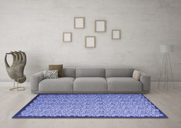 Machine Washable Abstract Blue Contemporary Rug in a Living Room, wshcon1060blu