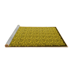 Sideview of Machine Washable Abstract Yellow Contemporary Rug, wshcon1060yw