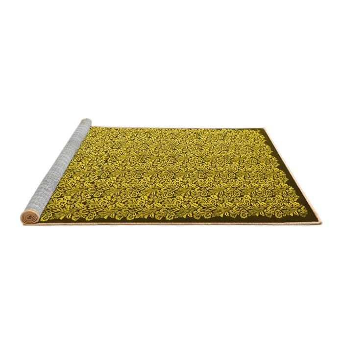 Sideview of Machine Washable Abstract Yellow Contemporary Rug, wshcon1060yw
