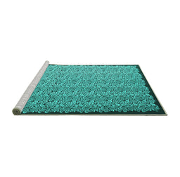 Sideview of Machine Washable Abstract Turquoise Contemporary Area Rugs, wshcon1060turq
