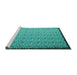 Sideview of Machine Washable Abstract Turquoise Contemporary Area Rugs, wshcon1060turq