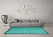 Machine Washable Abstract Turquoise Contemporary Area Rugs in a Living Room,, wshcon1060turq
