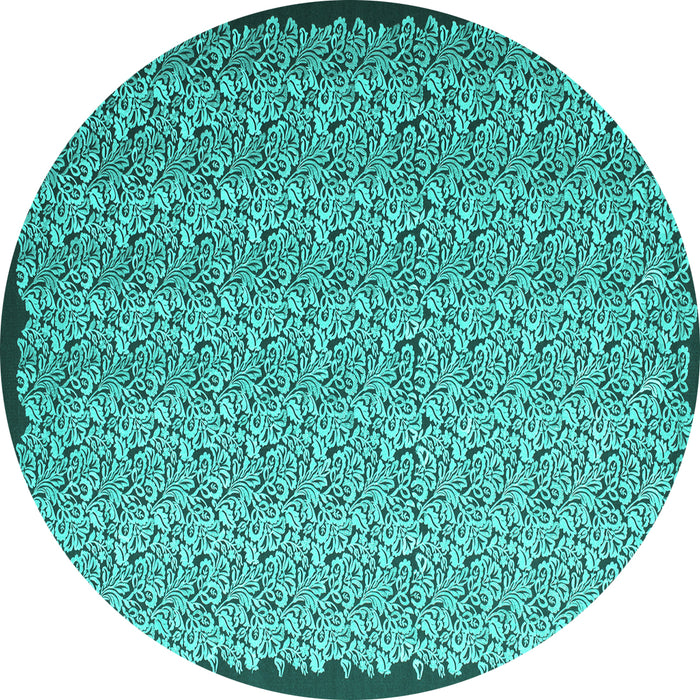 Round Abstract Turquoise Contemporary Rug, con1060turq