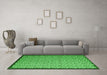 Machine Washable Abstract Green Contemporary Area Rugs in a Living Room,, wshcon1060grn