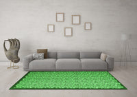 Machine Washable Abstract Green Contemporary Rug, wshcon1060grn
