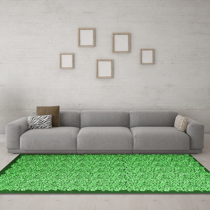 Machine Washable Abstract Green Contemporary Area Rugs in a Living Room,, wshcon1060grn