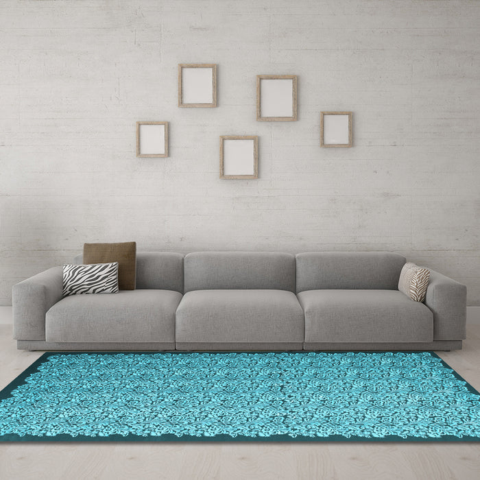 Machine Washable Abstract Light Blue Contemporary Rug in a Living Room, wshcon1060lblu