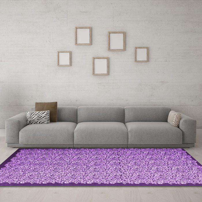 Machine Washable Abstract Purple Contemporary Area Rugs in a Living Room, wshcon1060pur