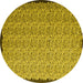 Round Machine Washable Abstract Yellow Contemporary Rug, wshcon1060yw