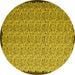 Round Abstract Yellow Contemporary Rug, con1060yw