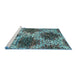 Serging Thickness of Machine Washable Contemporary Deep Turquoise Green Rug, wshcon1061