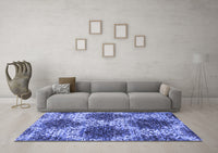 Machine Washable Abstract Blue Contemporary Rug, wshcon1061blu