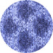 Round Abstract Blue Contemporary Rug, con1061blu