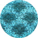 Round Abstract Light Blue Contemporary Rug, con1061lblu