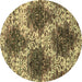 Round Abstract Brown Contemporary Rug, con1061brn