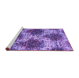 Sideview of Machine Washable Abstract Purple Contemporary Area Rugs, wshcon1061pur