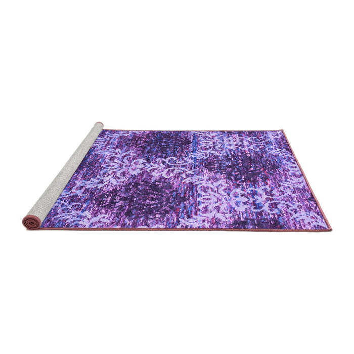 Sideview of Machine Washable Abstract Purple Contemporary Area Rugs, wshcon1061pur