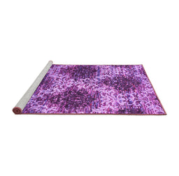 Sideview of Machine Washable Abstract Pink Contemporary Rug, wshcon1061pnk