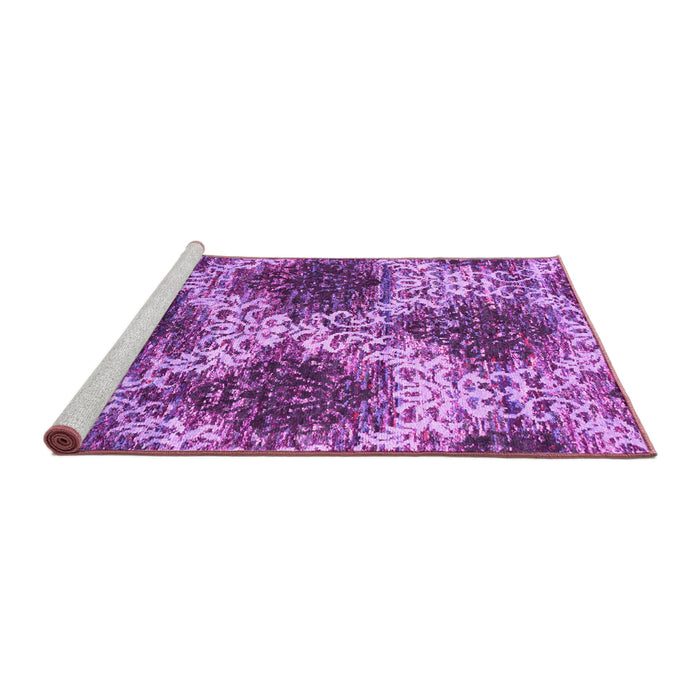 Sideview of Machine Washable Abstract Pink Contemporary Rug, wshcon1061pnk