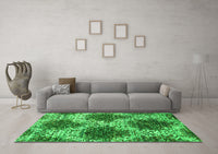 Machine Washable Abstract Green Contemporary Rug, wshcon1061grn