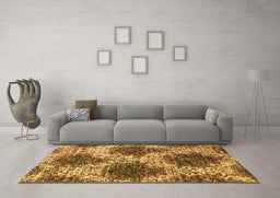 Machine Washable Abstract Orange Contemporary Area Rugs in a Living Room, wshcon1061org