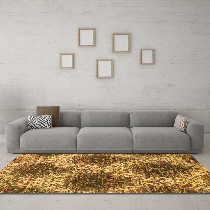 Machine Washable Abstract Orange Contemporary Area Rugs in a Living Room, wshcon1061org
