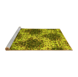 Sideview of Machine Washable Abstract Yellow Contemporary Rug, wshcon1061yw