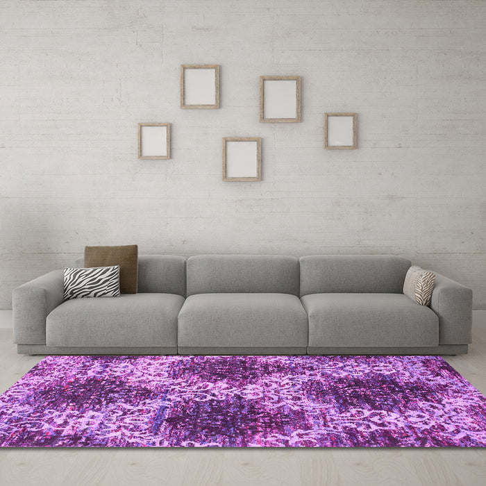 Machine Washable Abstract Pink Contemporary Rug in a Living Room, wshcon1061pnk