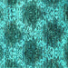 Square Machine Washable Abstract Turquoise Contemporary Area Rugs, wshcon1061turq