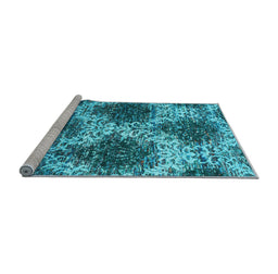 Sideview of Machine Washable Abstract Light Blue Contemporary Rug, wshcon1061lblu