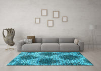 Machine Washable Abstract Light Blue Contemporary Rug, wshcon1061lblu