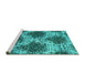 Sideview of Machine Washable Abstract Turquoise Contemporary Area Rugs, wshcon1061turq