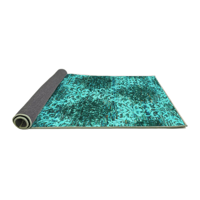 Sideview of Abstract Turquoise Contemporary Rug, con1061turq