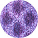 Round Machine Washable Abstract Purple Contemporary Area Rugs, wshcon1061pur