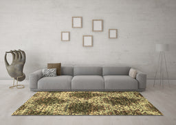 Machine Washable Abstract Brown Contemporary Rug in a Living Room,, wshcon1061brn