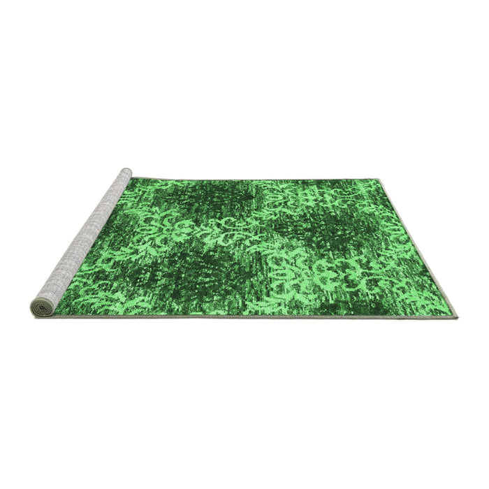 Sideview of Machine Washable Abstract Emerald Green Contemporary Area Rugs, wshcon1061emgrn