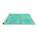 Sideview of Machine Washable Abstract Turquoise Contemporary Area Rugs, wshcon1062turq